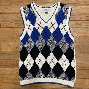 Vintage Y2K 90’s Koret Blue and Black Argyle Sweater Vest Women’s Medium